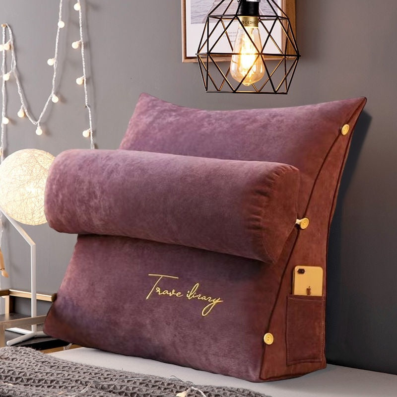 Triangular back support pillow for indoor use