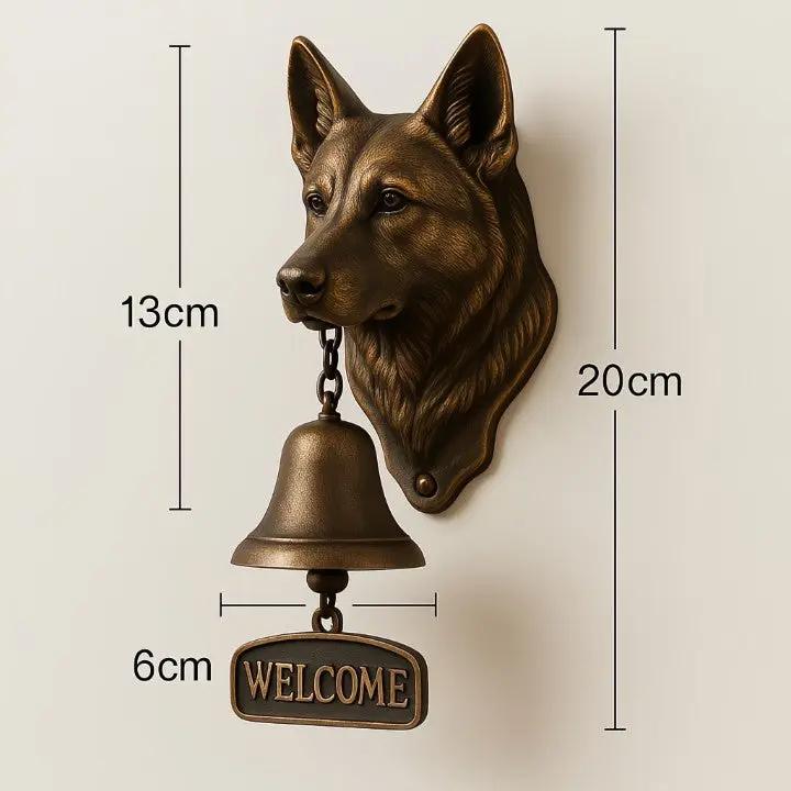 Dørklokke med schæferhund i støbejern til udendørs brug