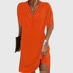 Loose midi dress for everyday wear and vacation – V-neck dress for women