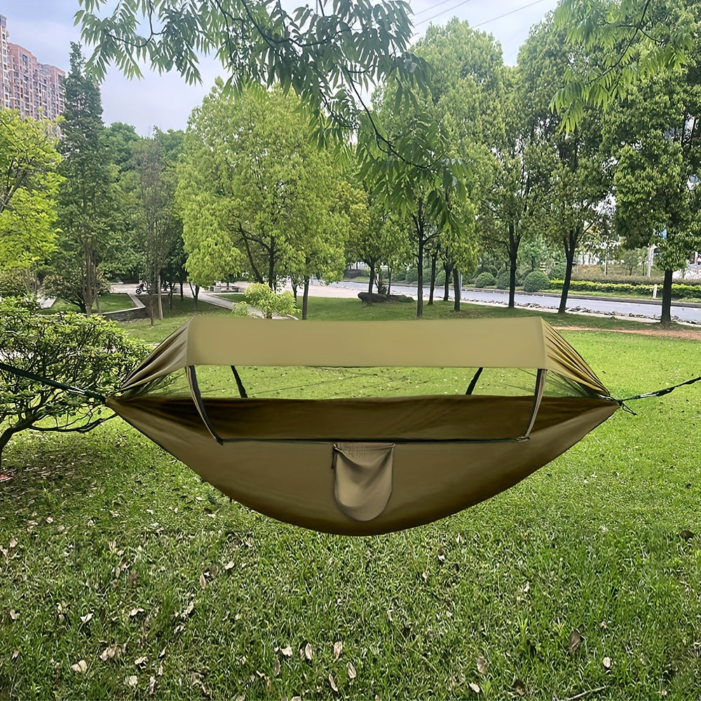 Comfortable Outdoor Relaxation for Camping and Travel – Hammock with Mosquito Net and Sunshade