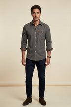 Casual shirt for everyday use – Shirt with checkered details for men