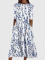 Patterned midi dress for everyday wear and summer – Dress with pockets for women