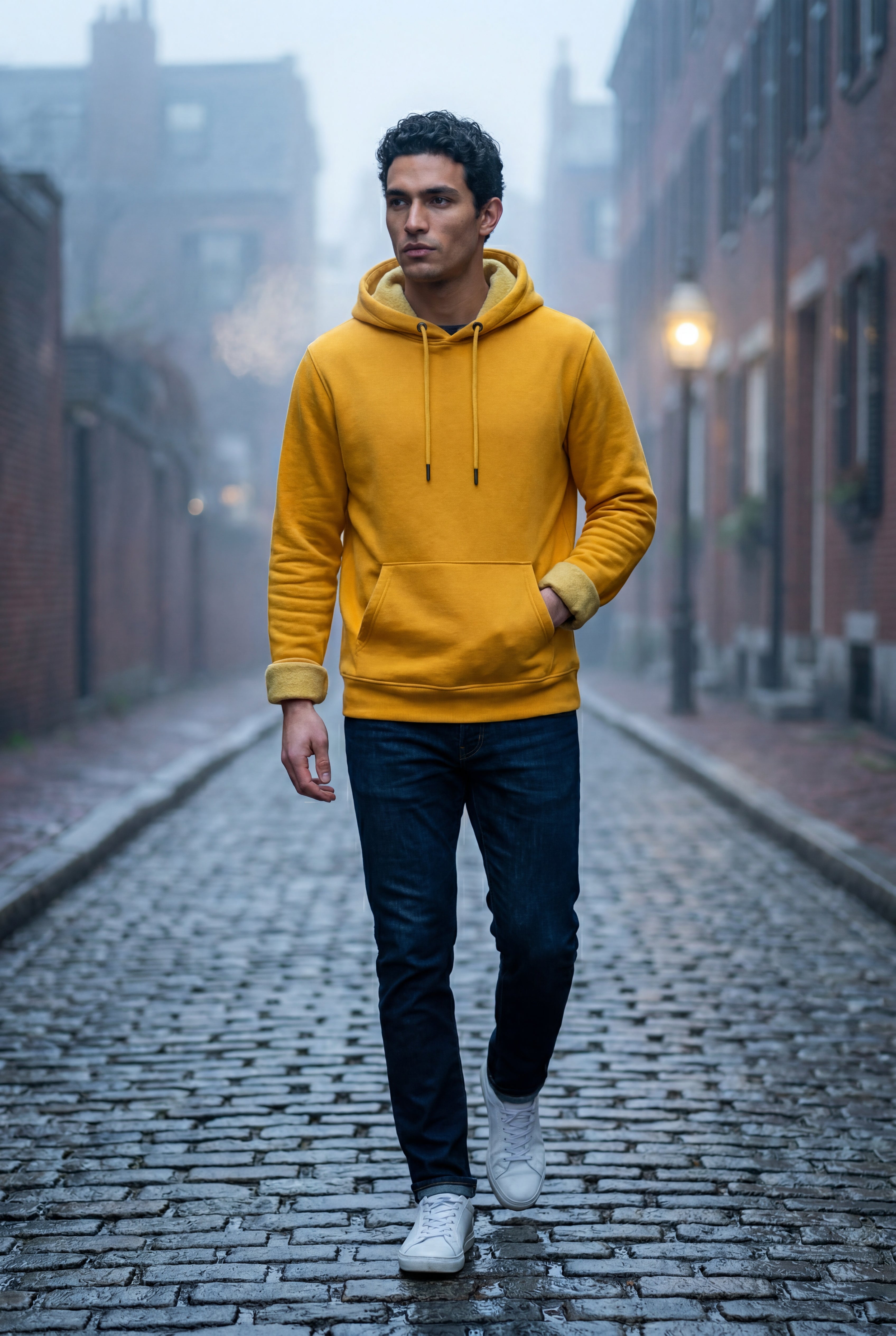 Comfortable hoodie for cold days – Hooded sweatshirt with pocket for men