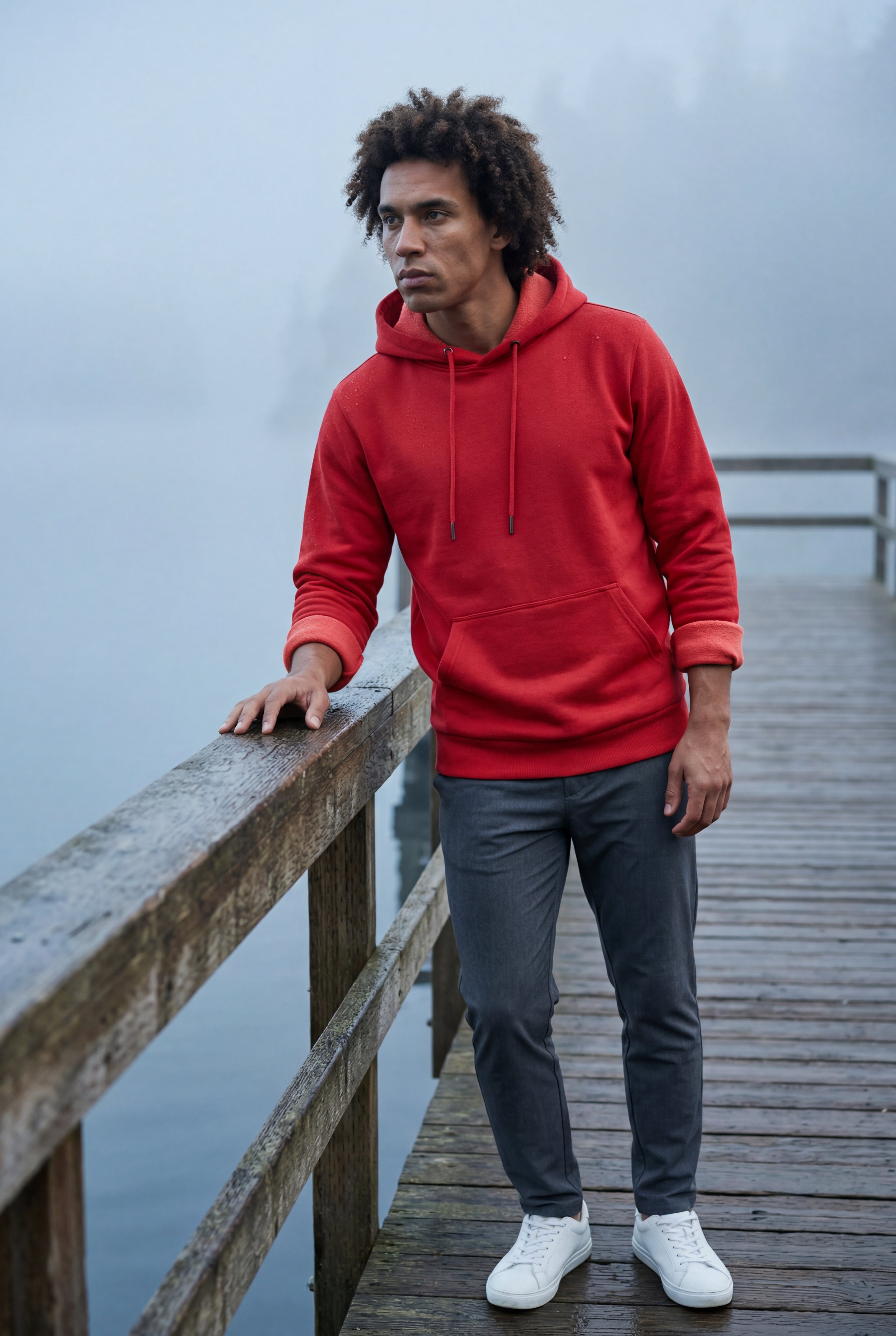 Comfortable hoodie for cold days – Hooded sweatshirt with pocket for men