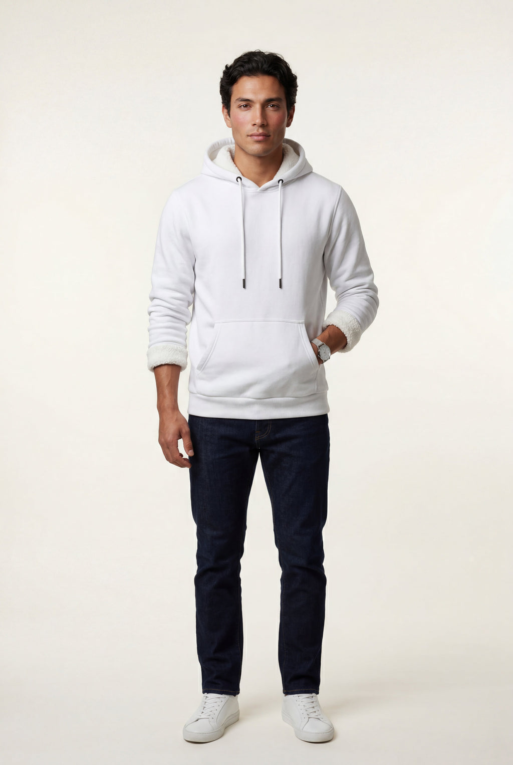 Comfortable hoodie for cold days – Hooded sweatshirt with pocket for men