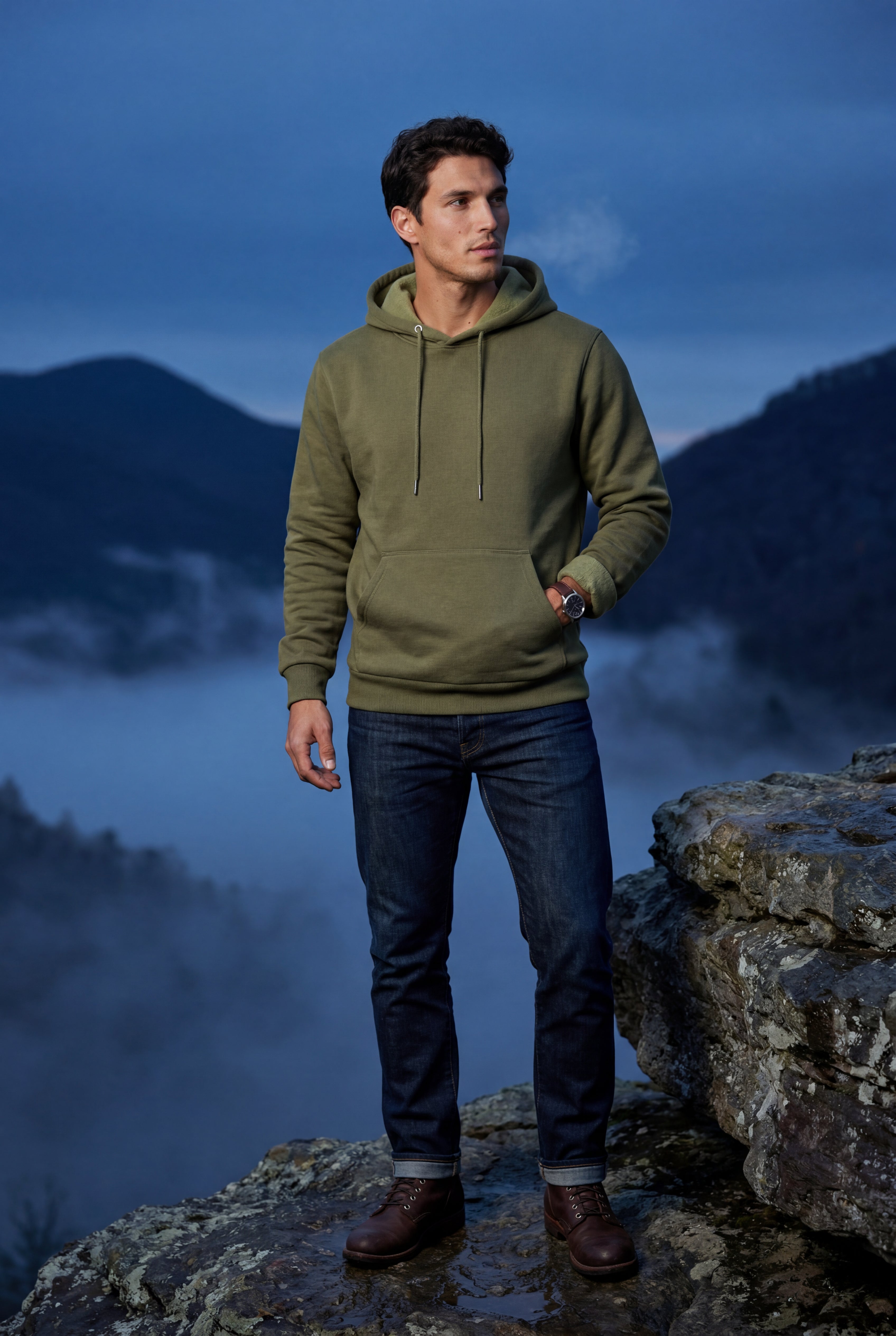 Comfortable hoodie for cold days – Hooded sweatshirt with pocket for men