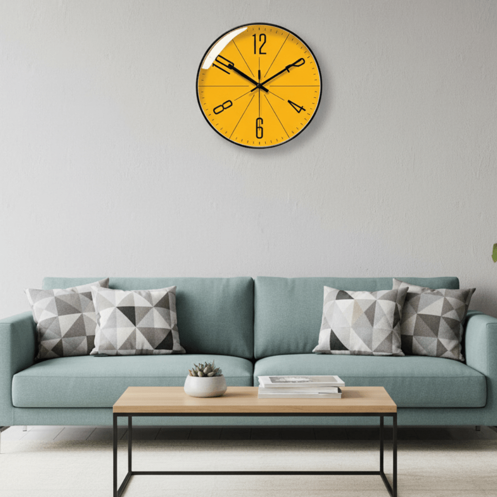 Round wall clock with numbers for indoor use