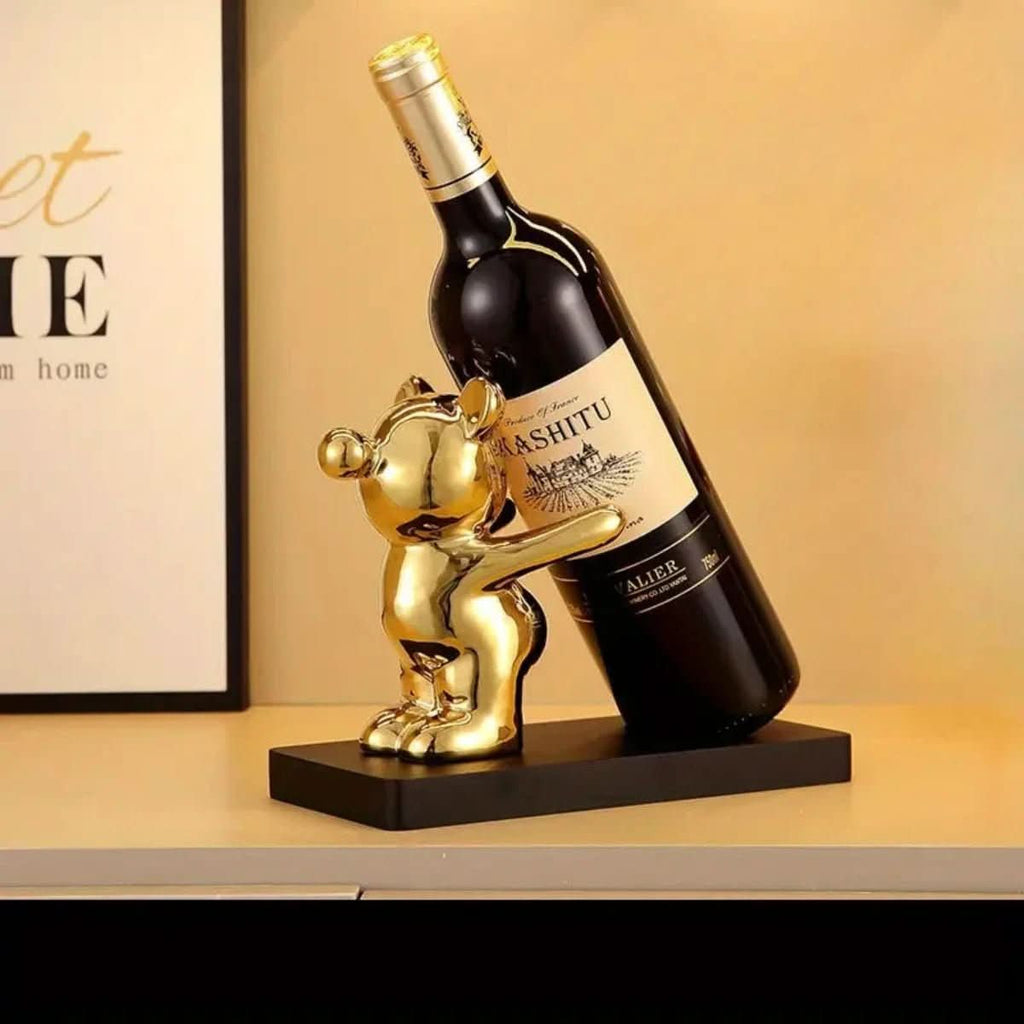 Decorative storage for wine bottles – Wine bottle holder in ceramic shaped like a bear