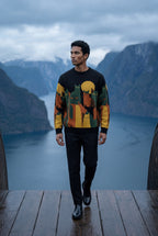 Casual sweater for everyday use – Long-sleeve sweater with cat motif for men