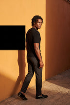 Ribbed t-shirt for everyday use – Short-sleeved crew neck shirt for men