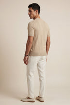 Ribbed t-shirt for everyday use – Short-sleeved crew neck shirt for men