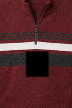 Knitted sweater for cold days – Sweater with half zipper and striped design for men