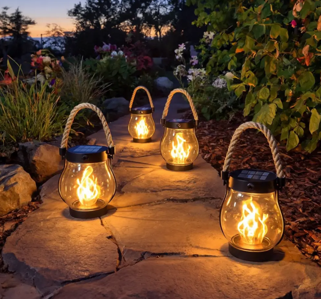 Ambient Garden Lighting for Outdoor Spaces – Solar Flame Lantern with Flickering Light Effect