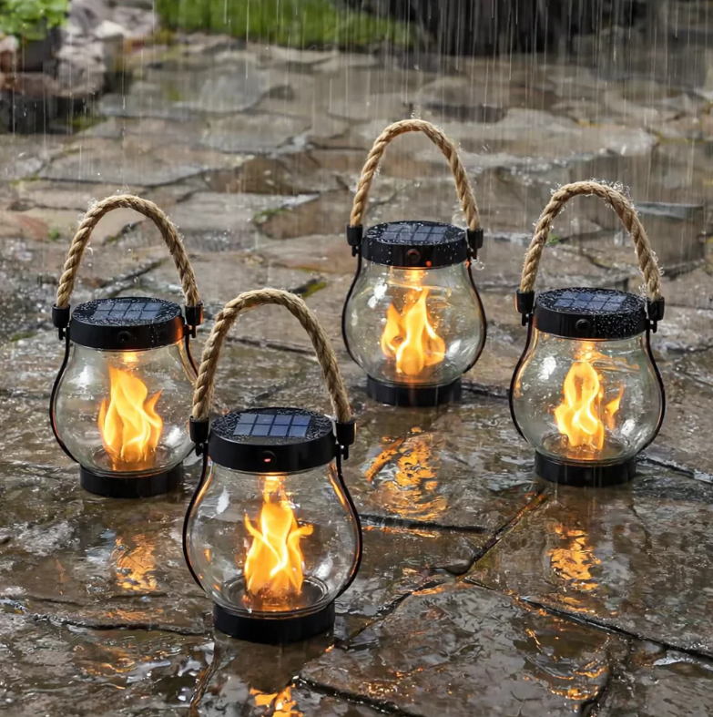 Ambient Garden Lighting for Outdoor Spaces – Solar Flame Lantern with Flickering Light Effect
