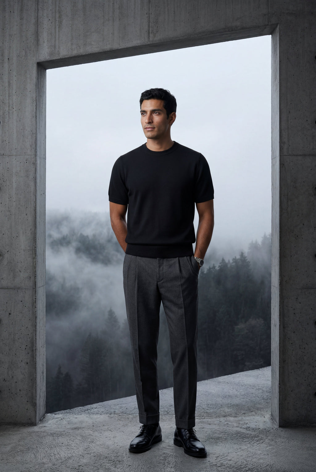 Fitted t-shirt for everyday use – Short-sleeve knitted t-shirt for men