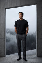 Fitted t-shirt for everyday use – Short-sleeve knitted t-shirt for men
