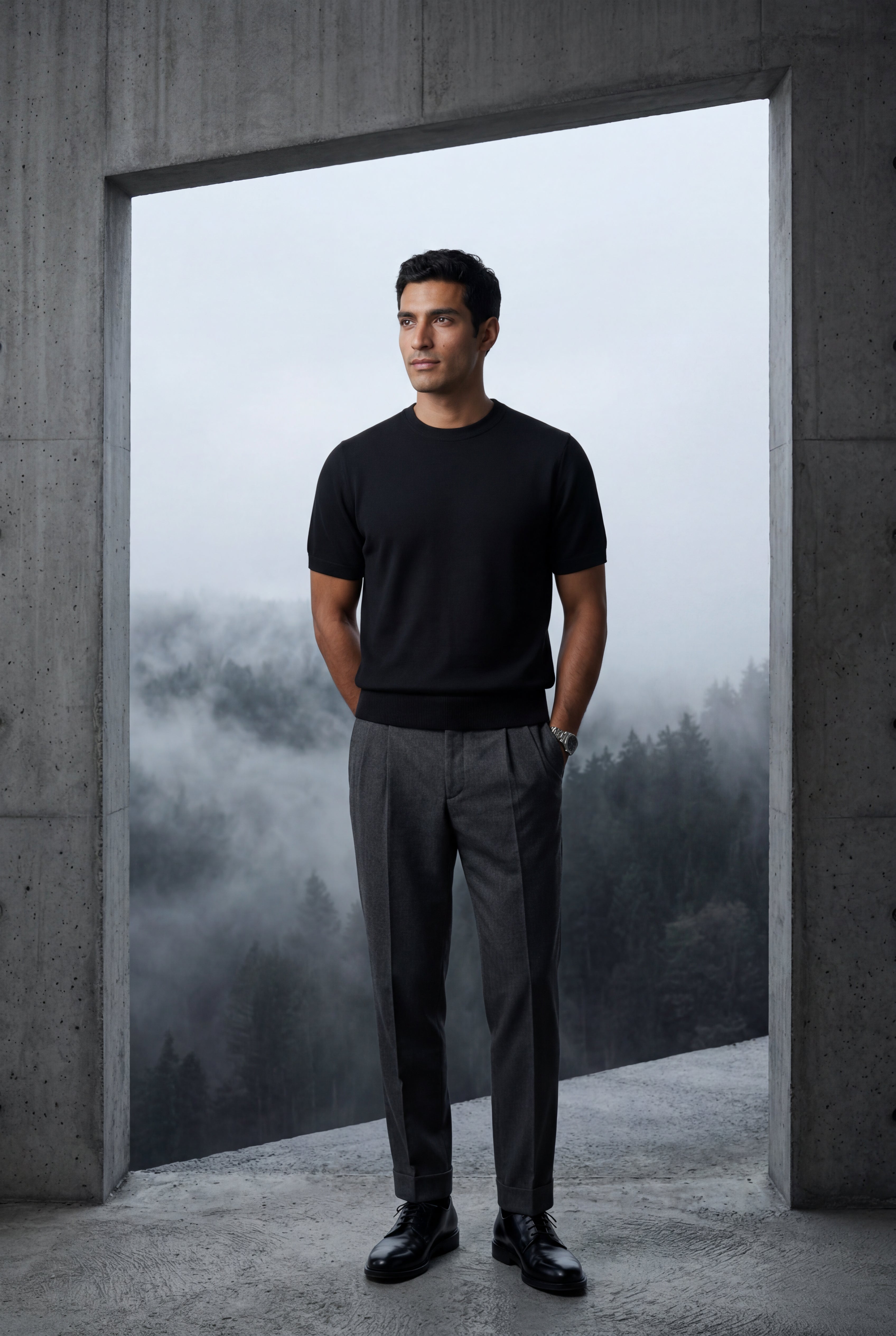 Fitted t-shirt for everyday use – Short-sleeve knitted t-shirt for men