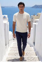 Fitted t-shirt for everyday use – Short-sleeve knitted t-shirt for men