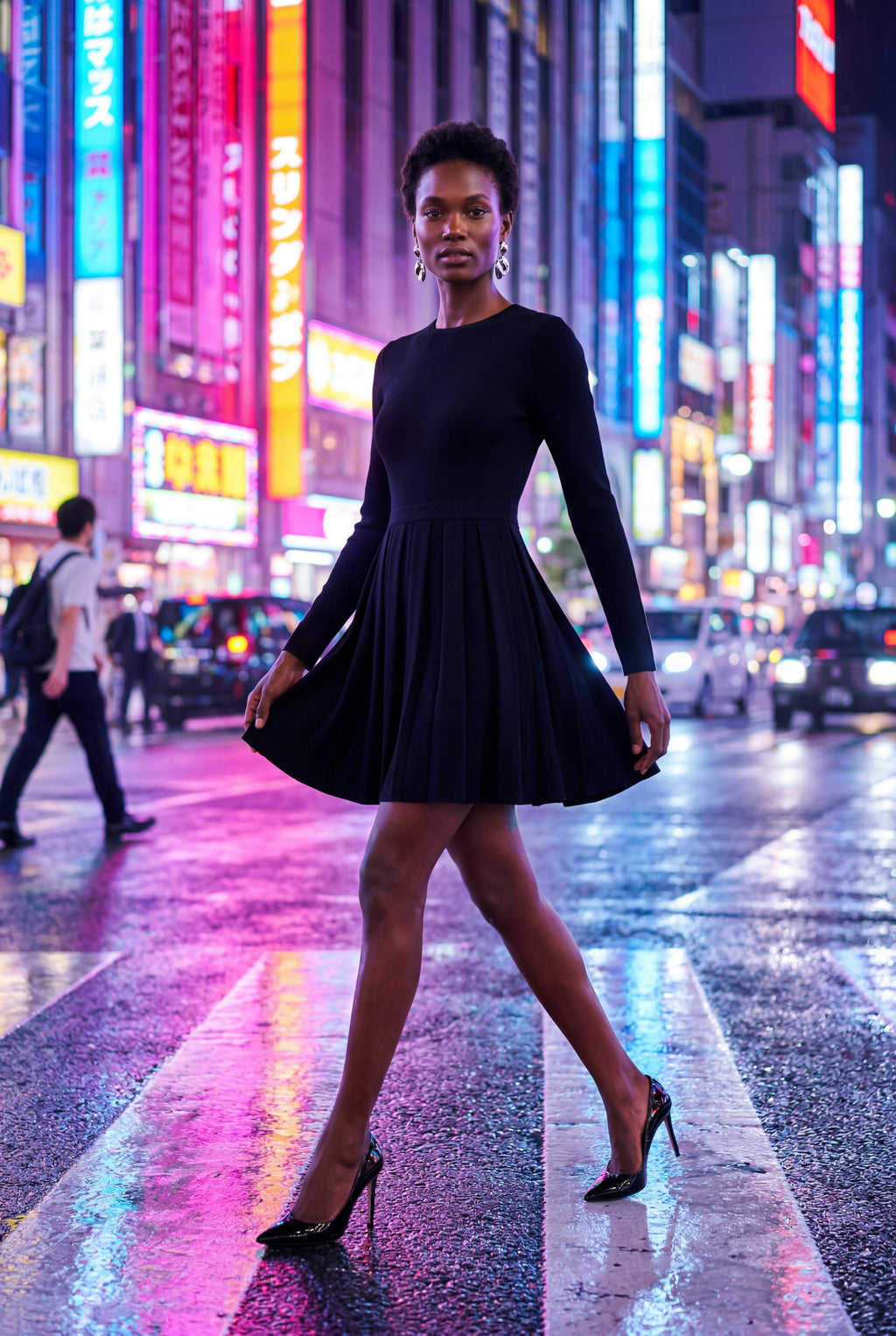Fitted mini dress for everyday and parties – Long-sleeved dress for women