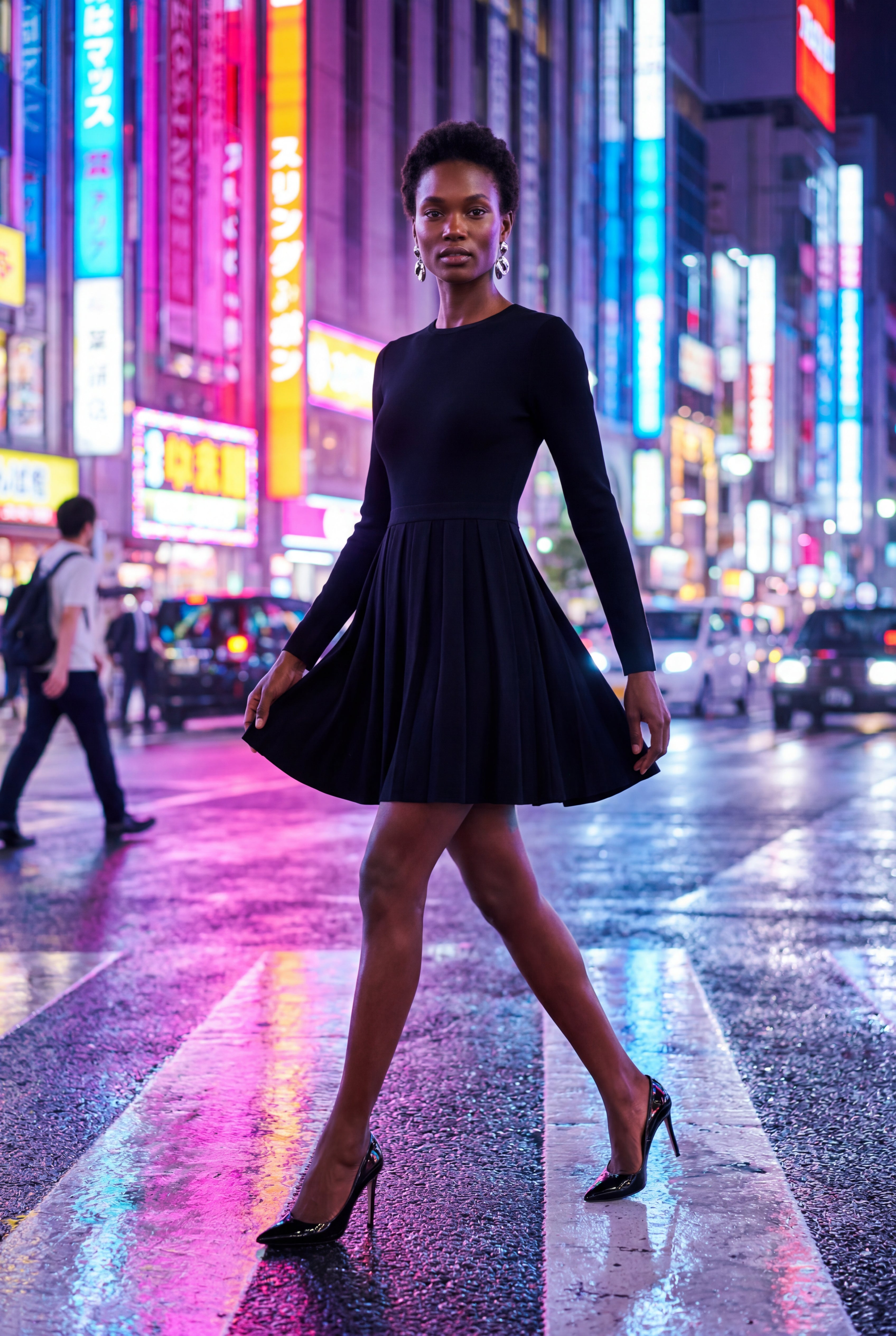 Fitted mini dress for everyday and parties – Long-sleeved dress for women