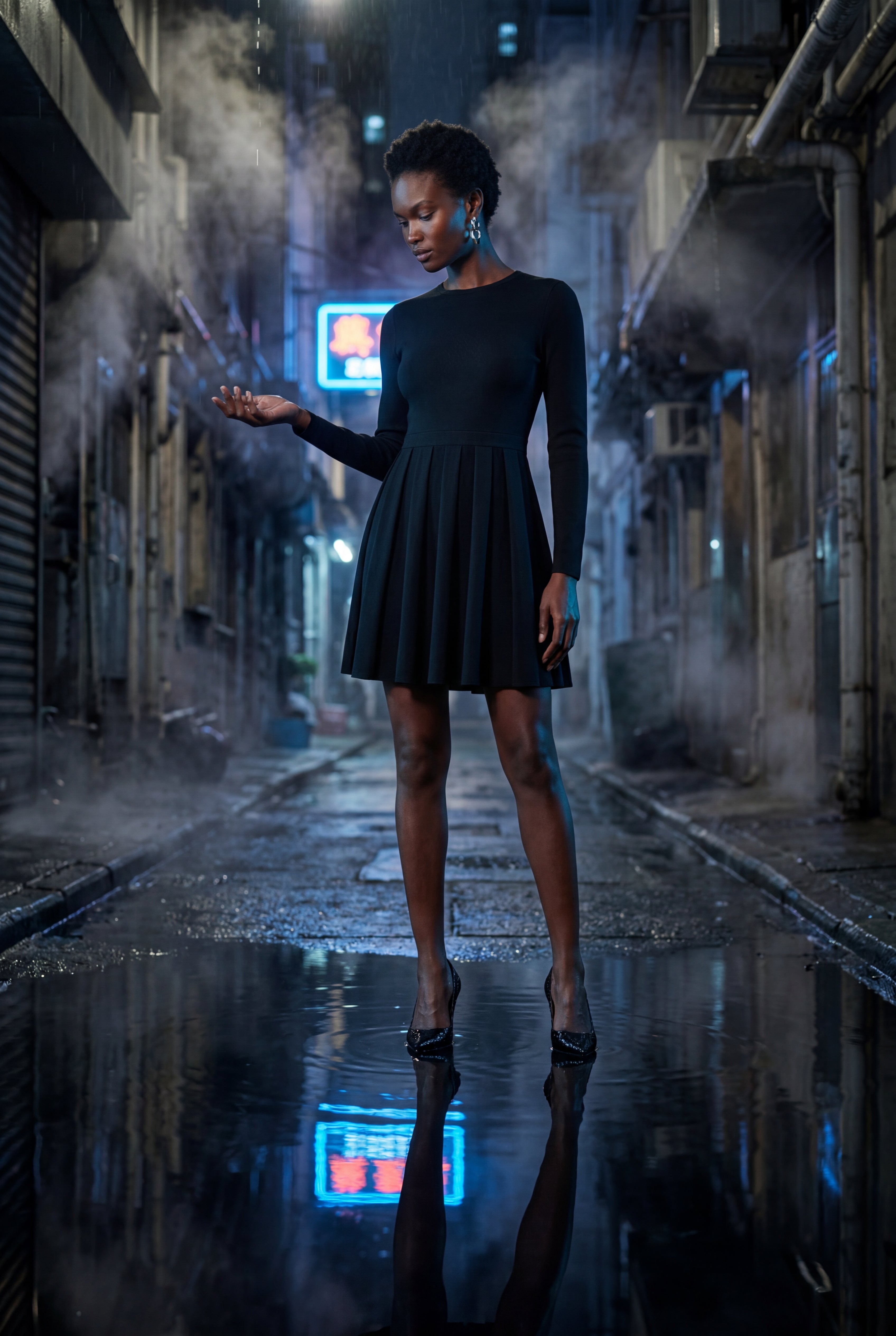 Fitted mini dress for everyday and parties – Long-sleeved dress for women