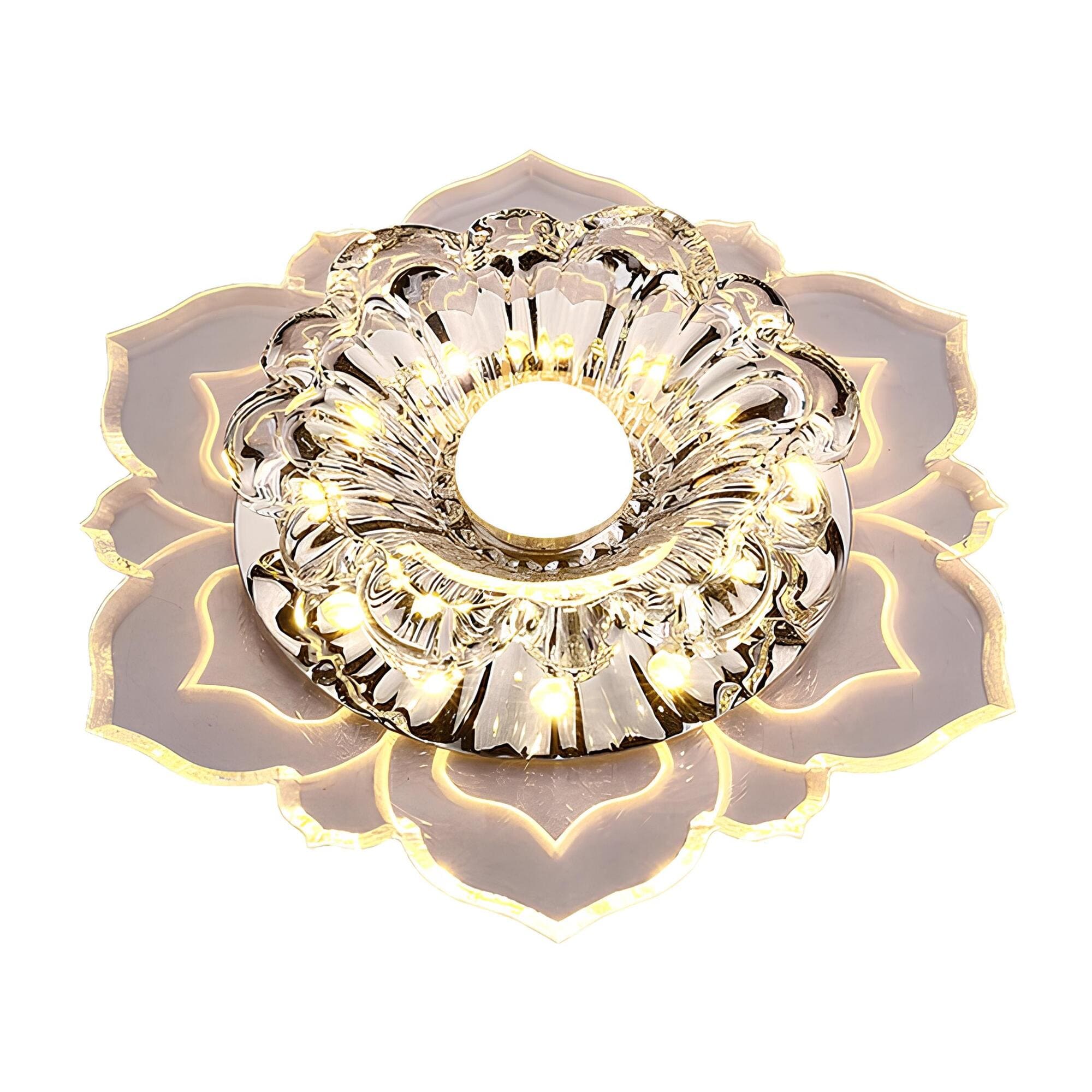 Plafondlampe med krystaller og LED til indendørs brug