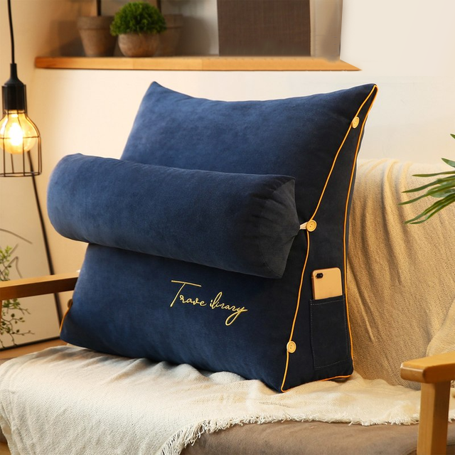 Triangular back support pillow for indoor use