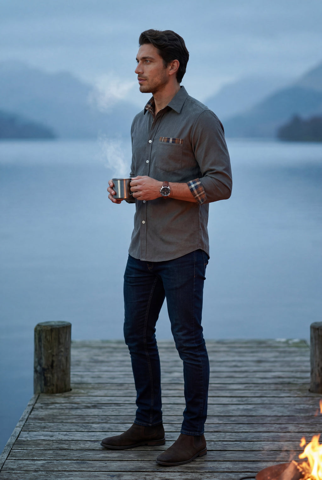 Casual shirt for everyday use – Shirt with checkered details for men
