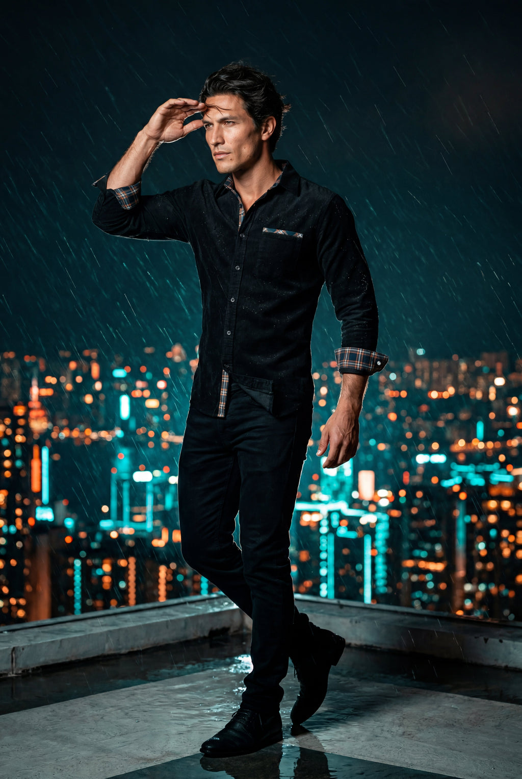 Casual shirt for everyday use – Shirt with checkered details for men