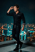 Casual shirt for everyday use – Shirt with checkered details for men