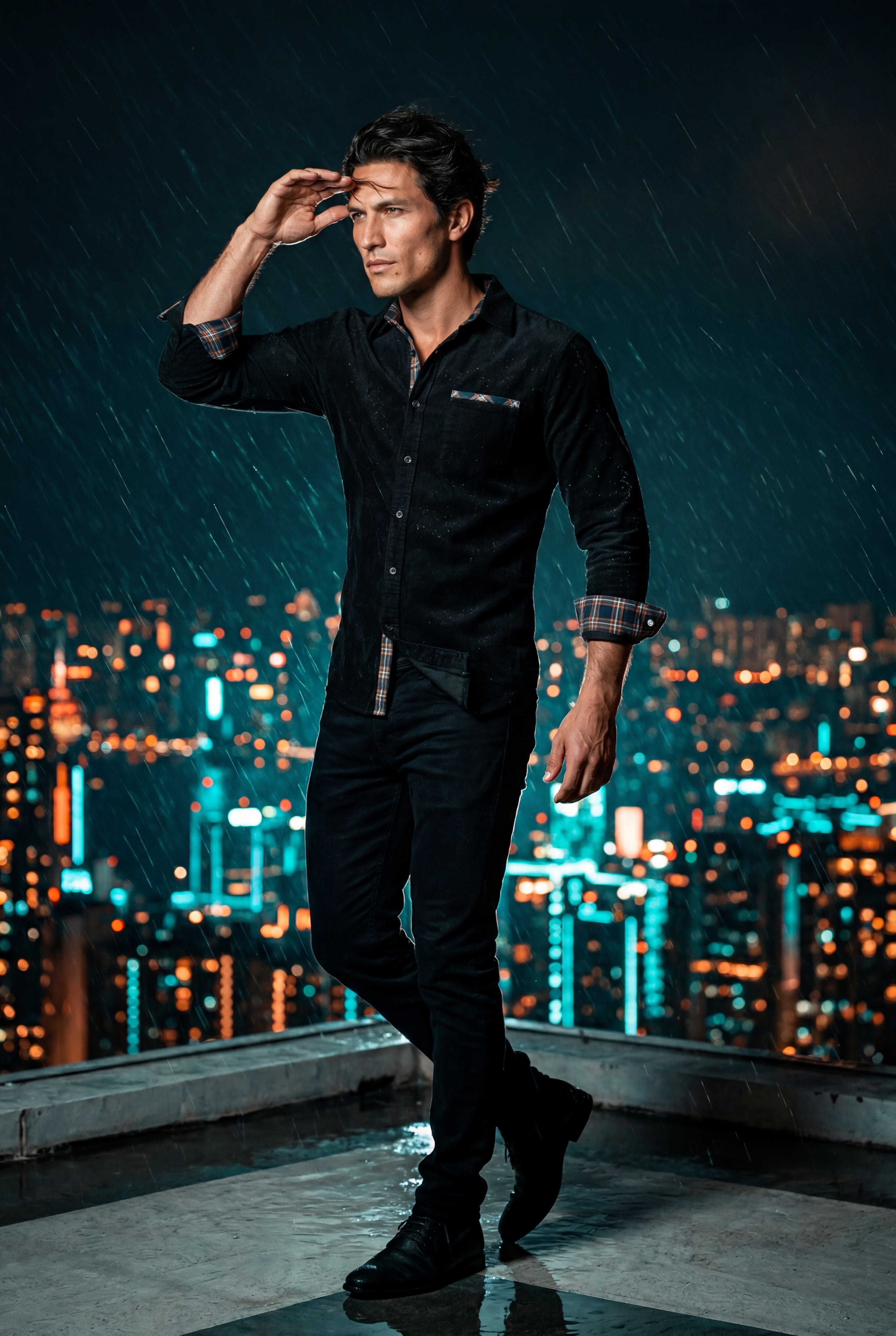 Casual shirt for everyday use – Shirt with checkered details for men