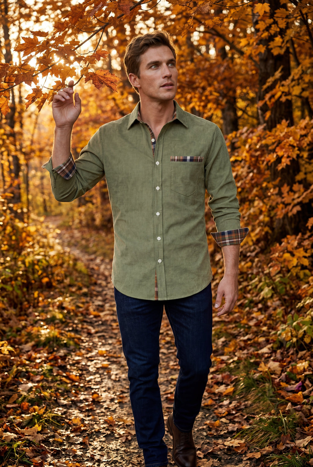 Casual shirt for everyday use – Shirt with checkered details for men