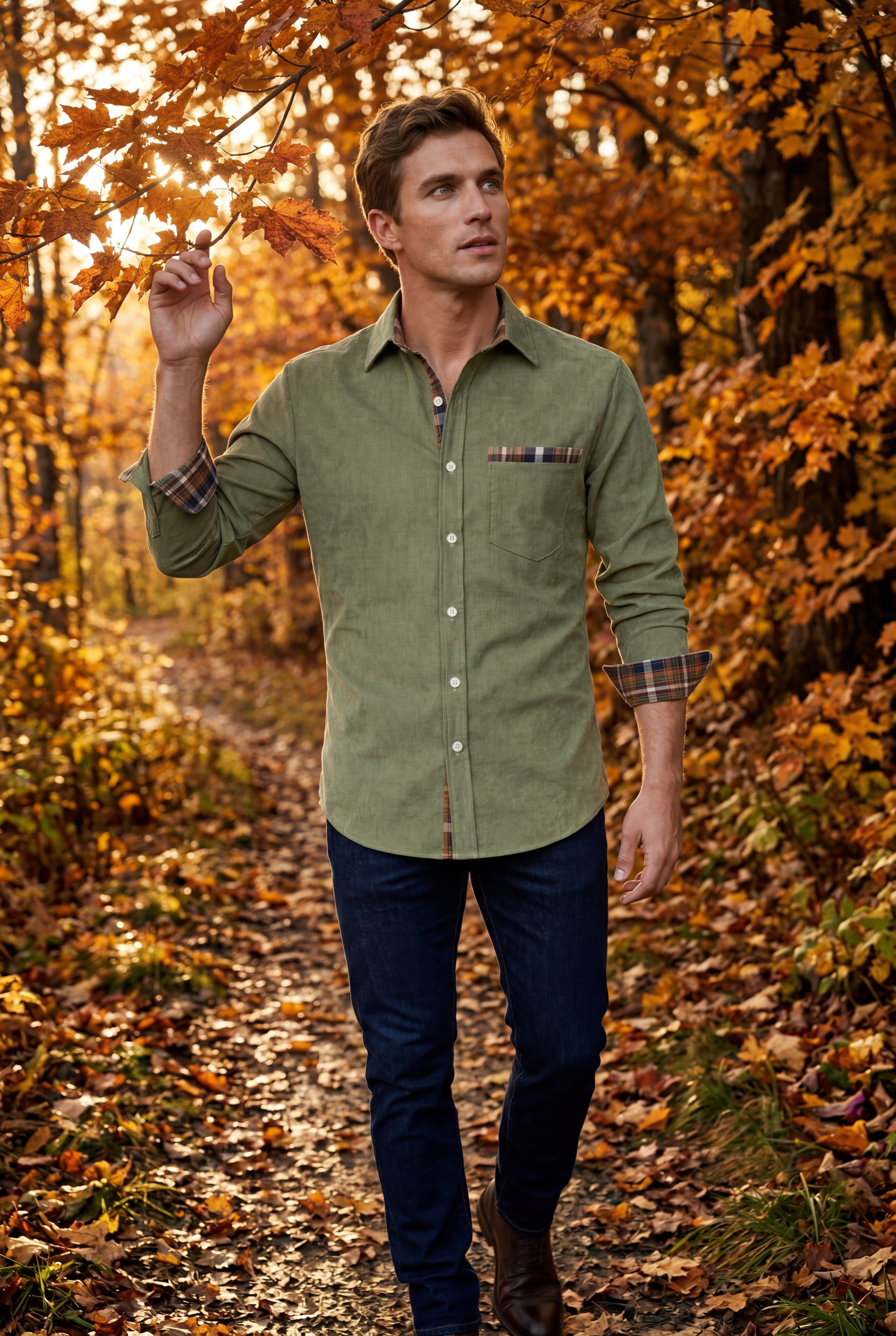Casual shirt for everyday use – Shirt with checkered details for men