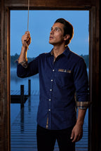 Casual shirt for everyday use – Shirt with checkered details for men