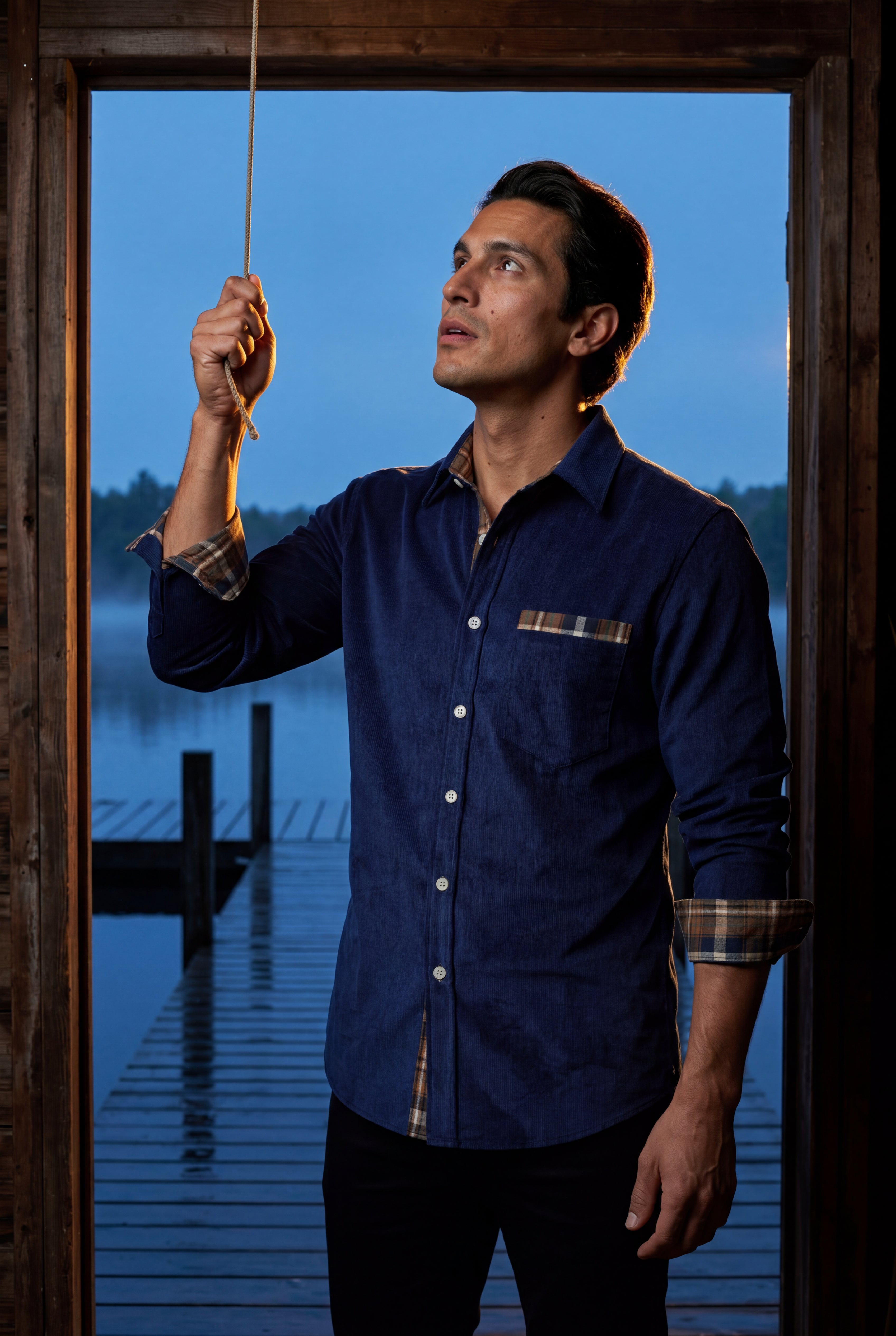 Casual shirt for everyday use – Shirt with checkered details for men