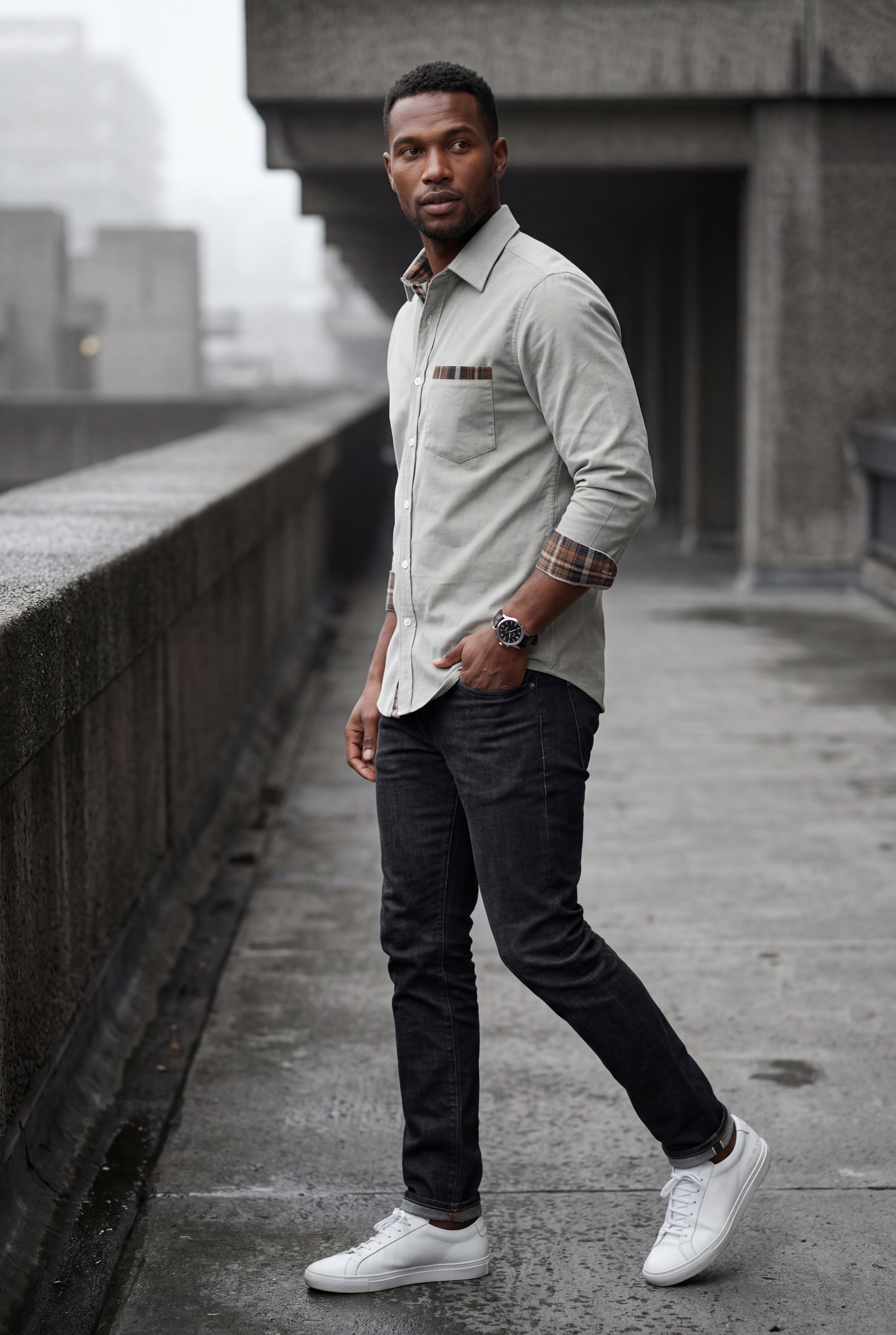 Casual shirt for everyday use – Shirt with checkered details for men