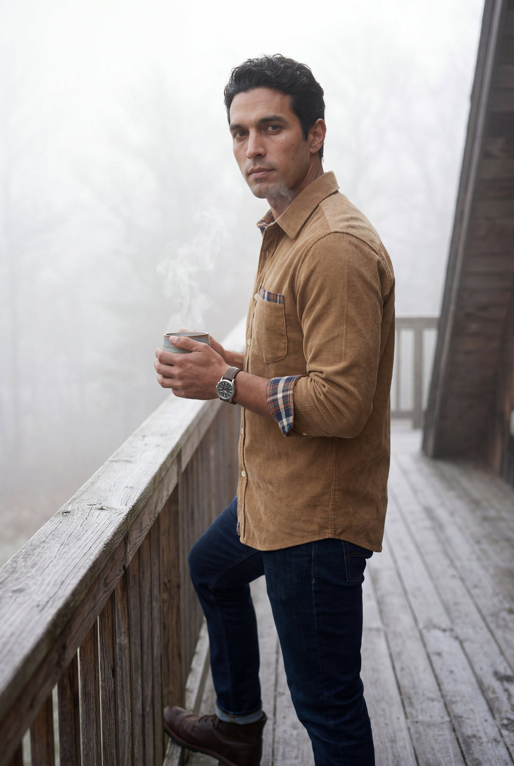 Casual shirt for everyday use – Shirt with checkered details for men