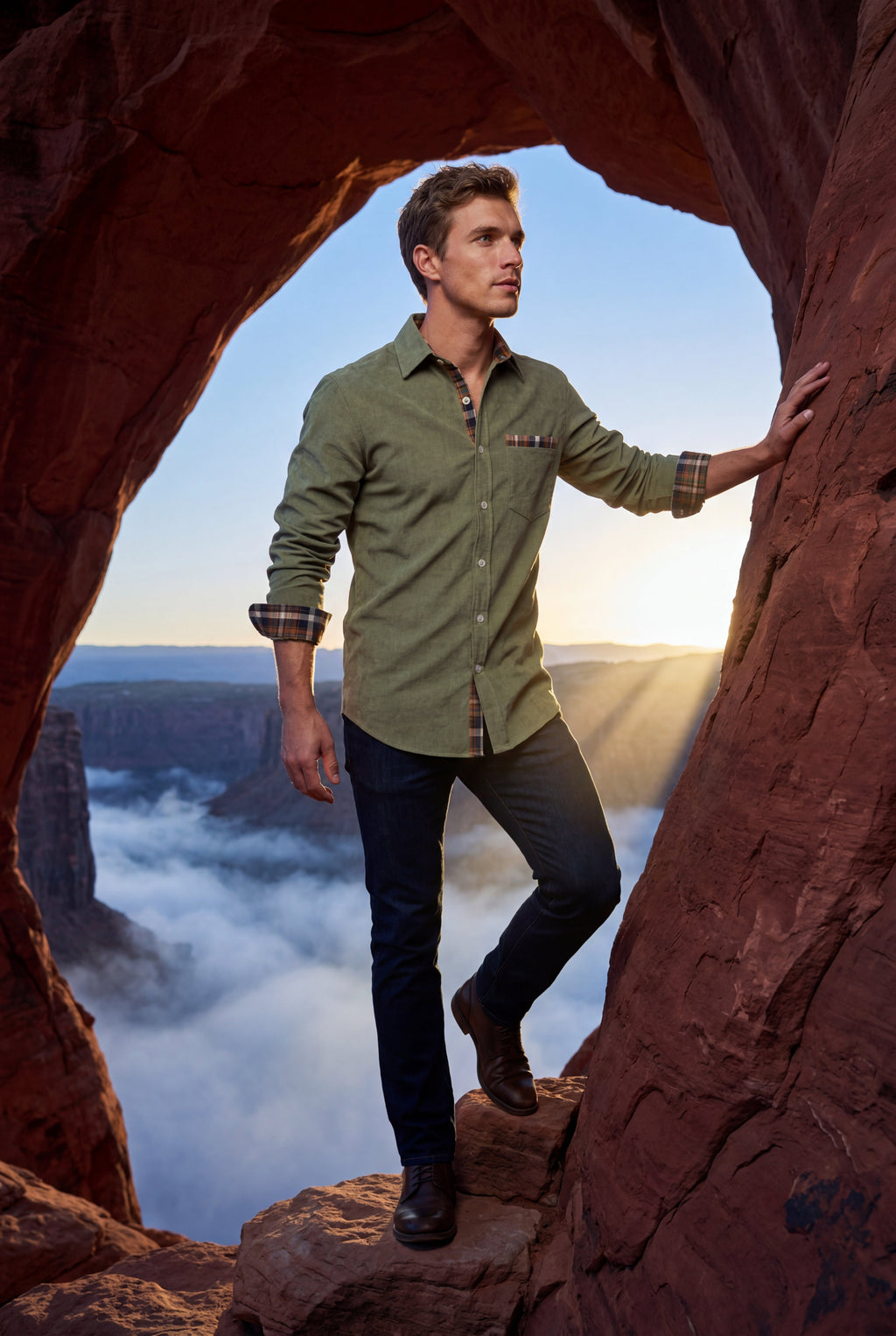 Casual shirt for everyday use – Shirt with checkered details for men