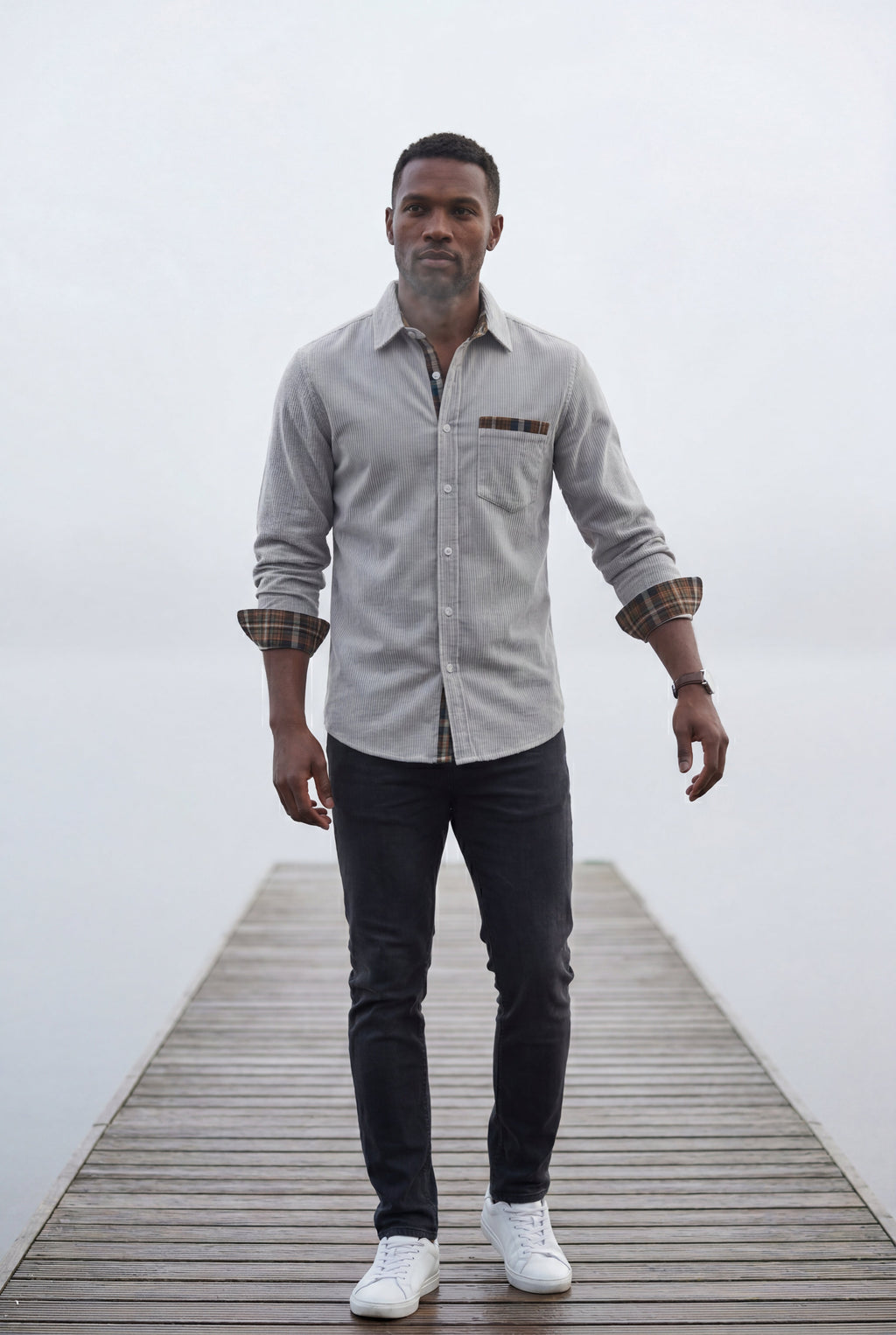 Casual shirt for everyday use – Shirt with checkered details for men