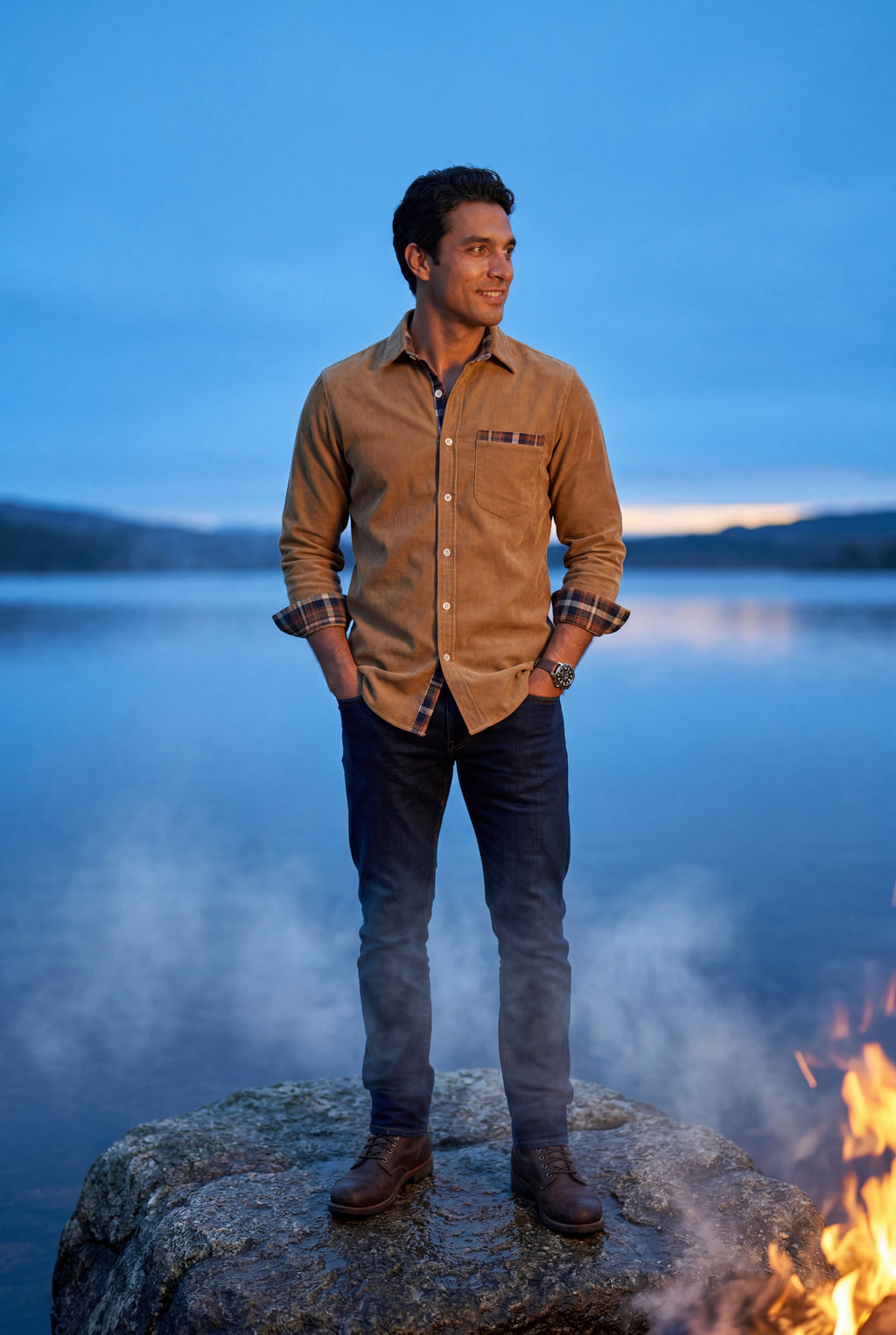 Casual shirt for everyday use – Shirt with checkered details for men