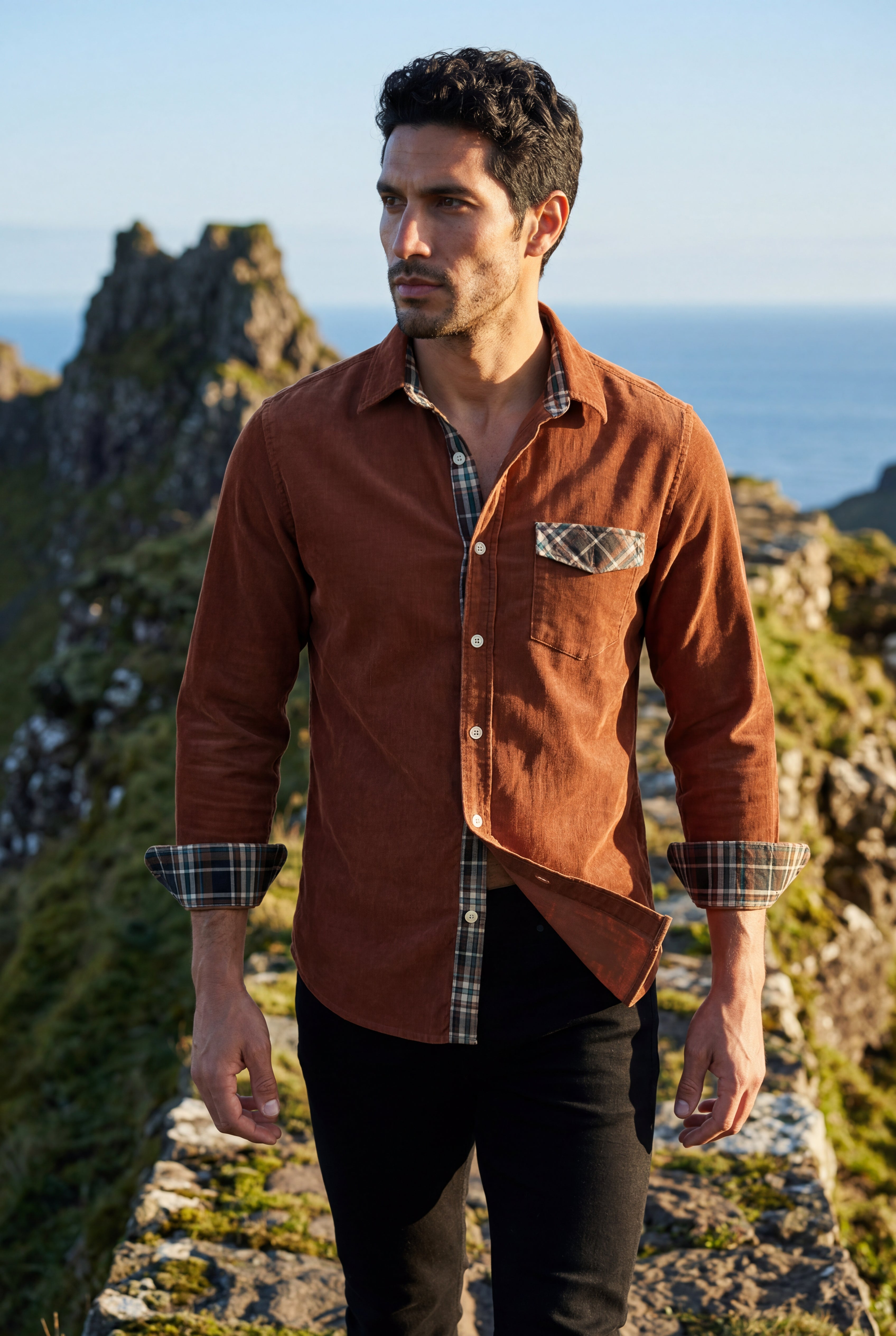 Casual shirt for everyday use – Shirt with checkered details for men