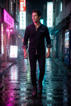 Casual shirt for everyday use – Shirt with checkered details for men