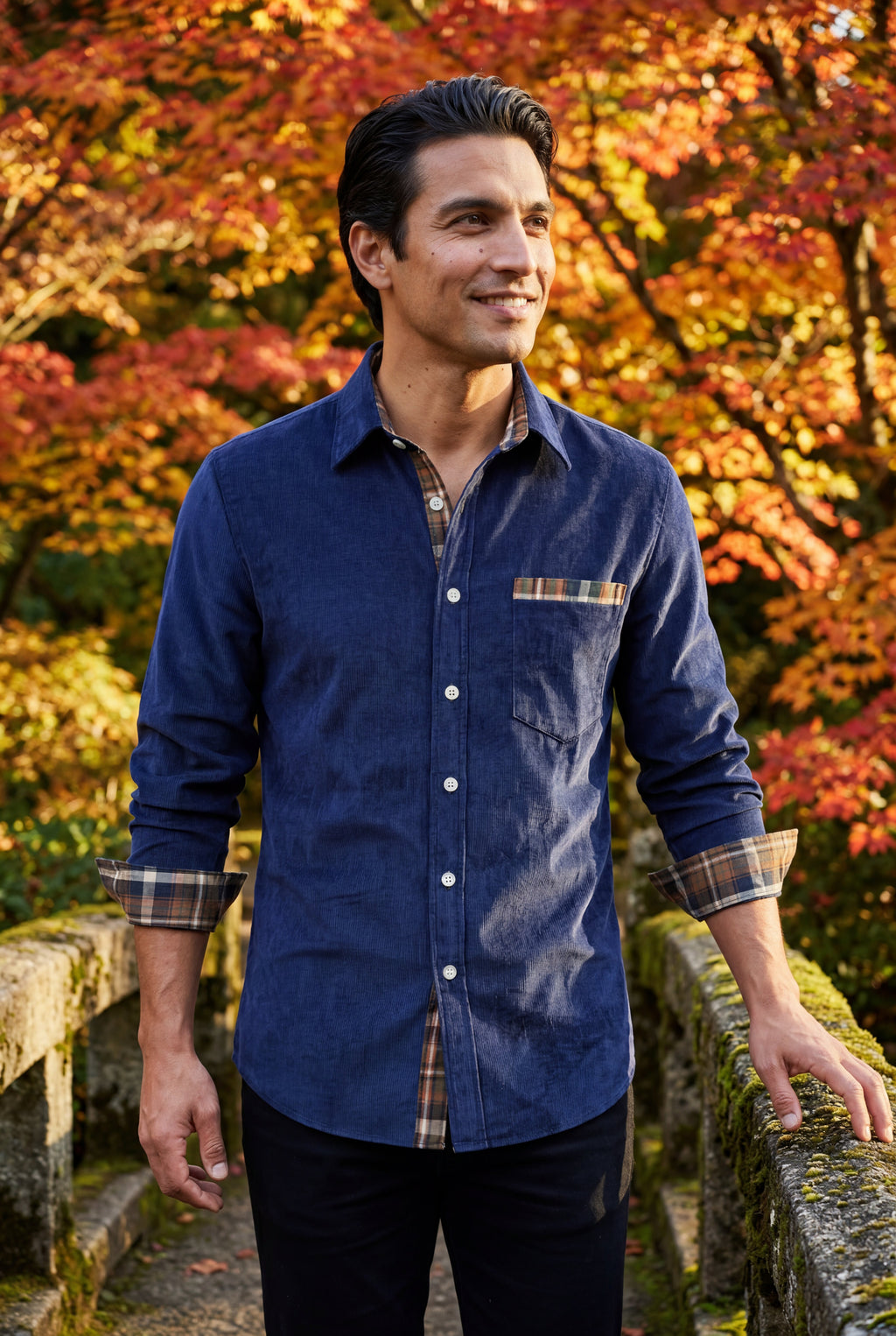 Casual shirt for everyday use – Shirt with checkered details for men