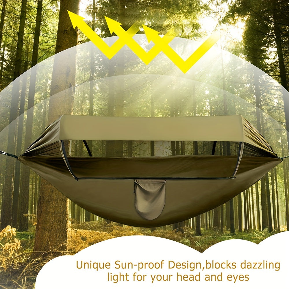 Comfortable Outdoor Relaxation for Camping and Travel – Hammock with Mosquito Net and Sunshade