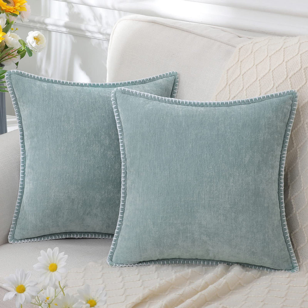 Solid color decorative cushion with decorative edge for indoor use