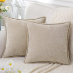 Solid color decorative cushion with decorative edge for indoor use