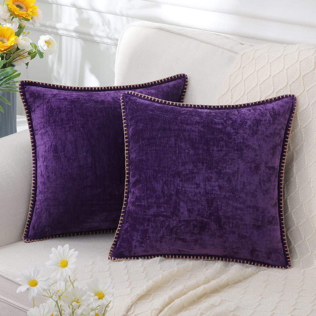 Solid color decorative cushion with decorative edge for indoor use