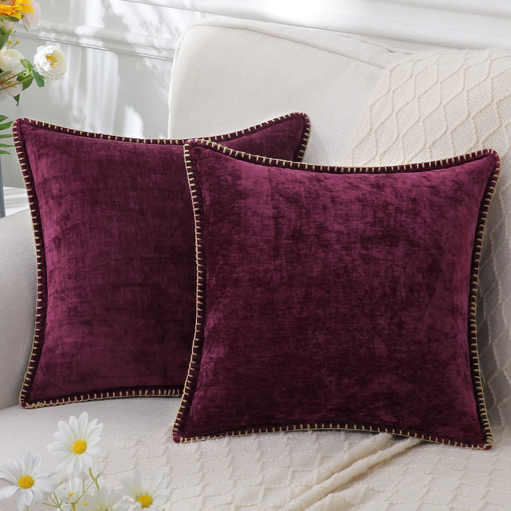 Solid color decorative cushion with decorative edge for indoor use