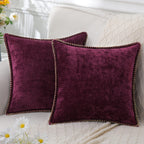Solid color decorative cushion with decorative edge for indoor use