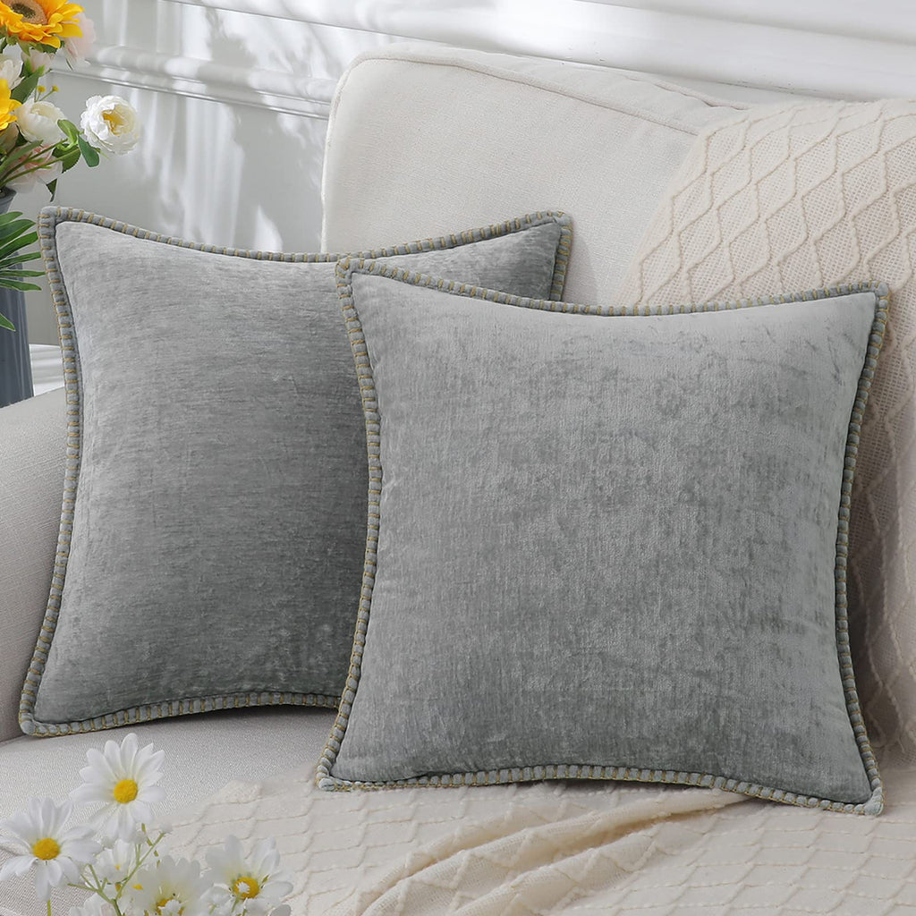 Solid color decorative cushion with decorative edge for indoor use